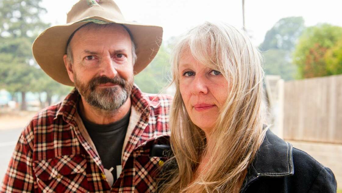  Jake Annetts and Angela Hunter, who lost their home to a bushfire burning in Tallaganda National Park and near Braidwood. Picture: Elesa Kurtz 