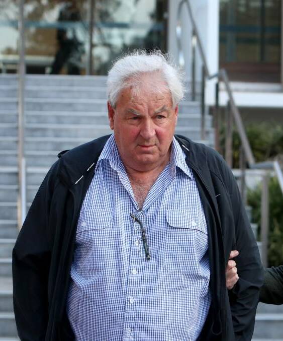 Max Hobbs leaves court accompanied by his wife in August after being found guilty of indecently assaulting one of Corrimal Bowling Club's female employees.