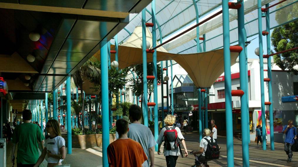 The 'birdcage' in Crown Street Mall in 2003. Picture: Ken Robertson