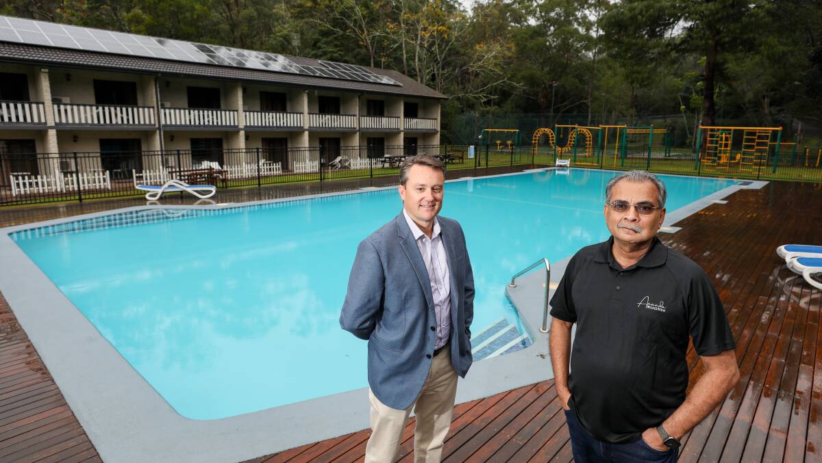 Ragesh Shah and Matt Davidson inside the fully refurbished Ananda Wellness Resort at Jamberoo.