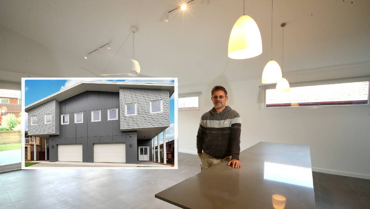 The Balgownie duplex has been built and certified to the German Passivhaus Standard to ensure an energy-efficient lifestyle. Pictured is builder Pat Furci. Picture: Sylvia Liber