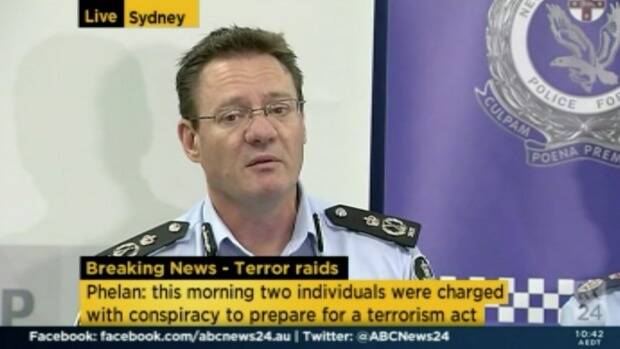 Australian Federal Police Deputy Commissioner Michael Phelan during a joint police press conference on the counter-terrorism raids in Sydney on Thursday. Photo: ABC