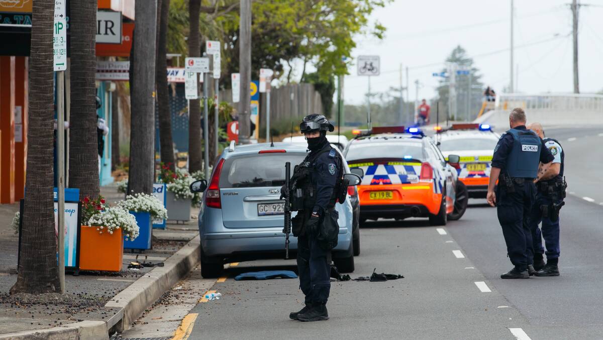 Police respond to a hostage situation in Windang in November 2021 after a gunman allegedly fired shots at traffic and passers-by.