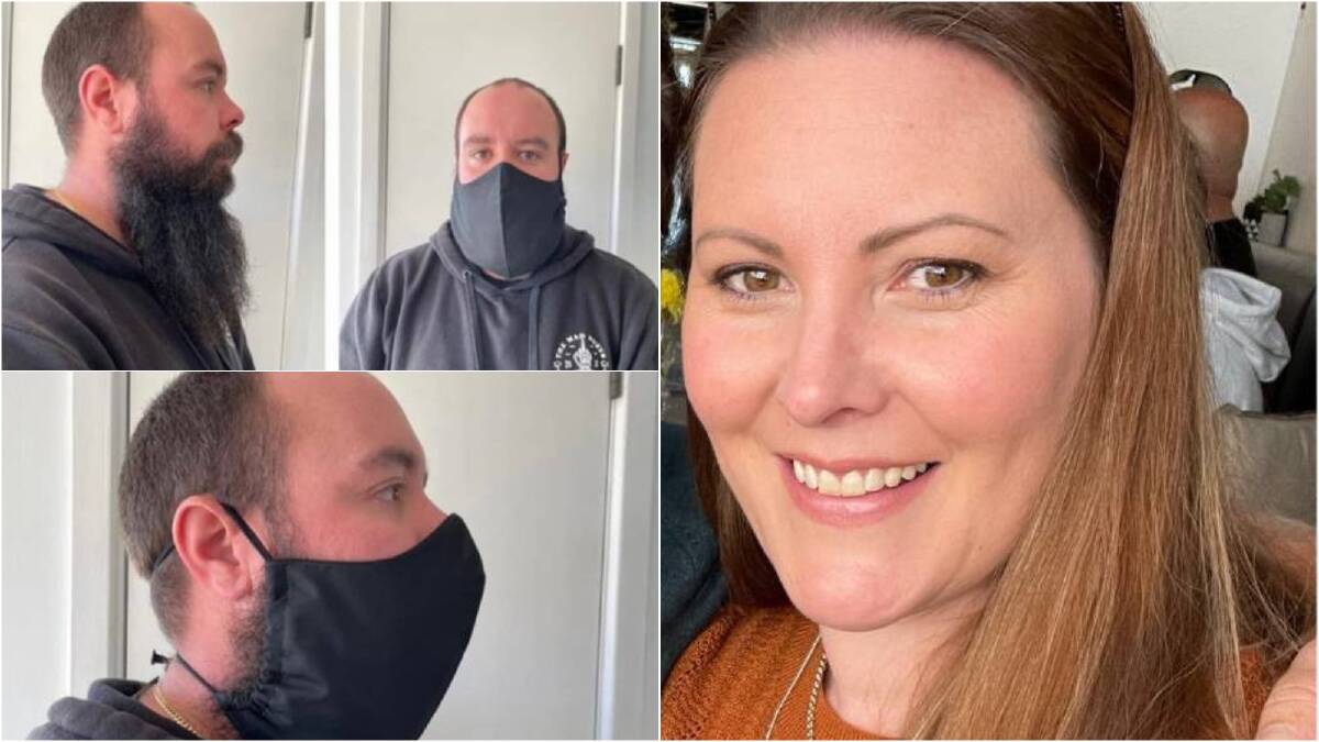 Mollymook's Lauren Martin said she wanted to create a beard-friendly mask, which was longer than the typical mask with adjustable straps. Images: supplied.