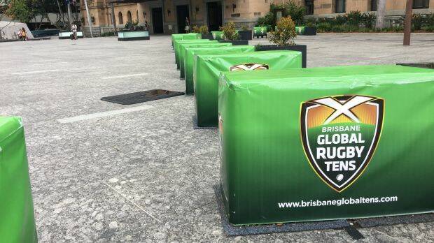 Temporary barriers were erected in Brisbane's King George Square during the Christmas and New Year period. Photo: Cameron Atfield
