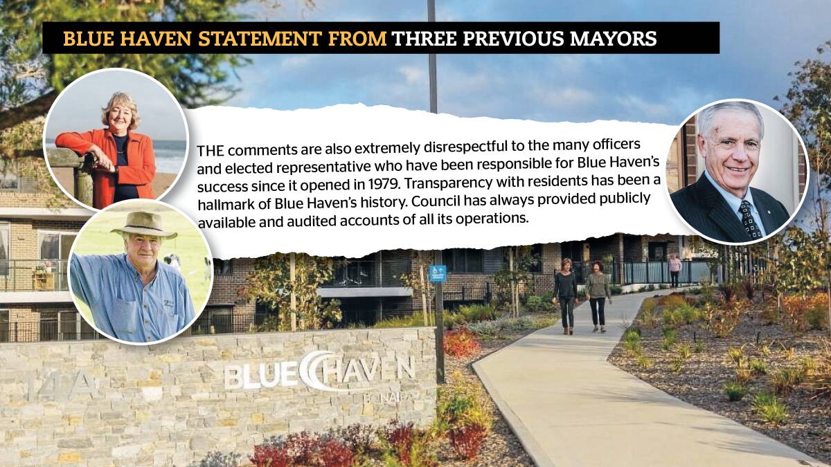 Worries: Three former Kiama mayors Sandra McCarthy, Mark Honey, left, and Brian Petschler have made a joint statement concerned about a sell-off of Blue Haven.