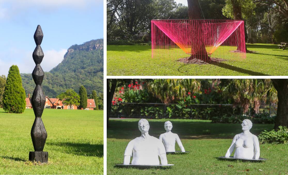 Some of the art installations on show at the Wollongong Botanic Garden as part of their biennial sculpture exhibition. Pictures by Sylvia Liber.