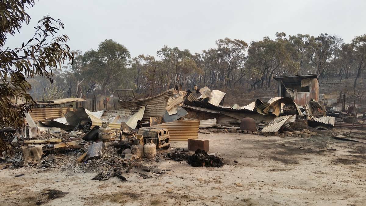 The damage at Dog Leg Farm, just outside Braidwood, after a bushfire came through the area and destroyed a small home. Picture: Supplied 