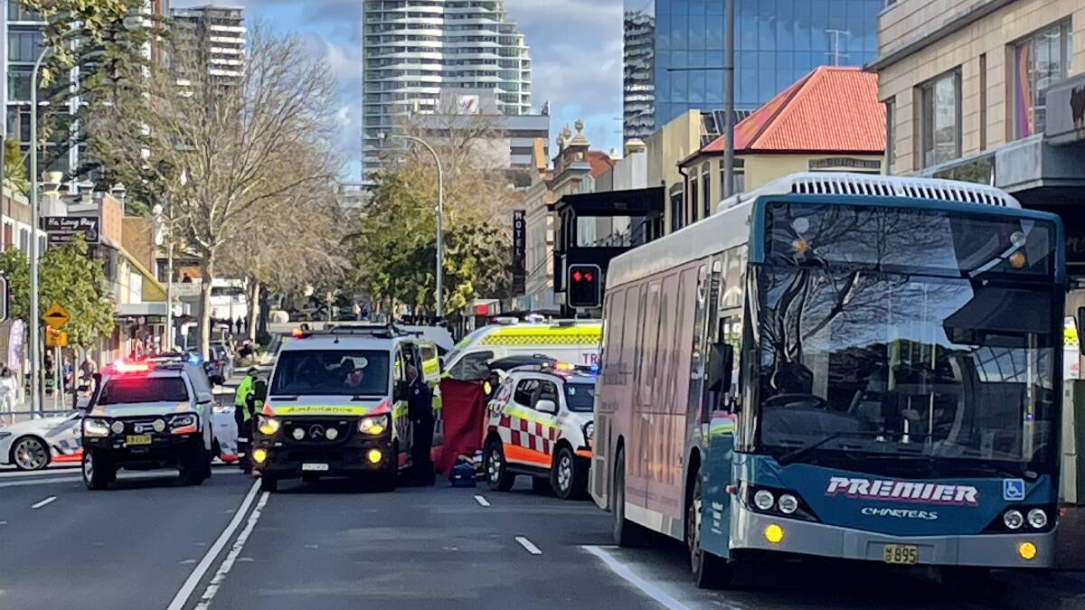 Emergency services at the scene of the accident on lower Crown Street. Photo: Anna Warr
