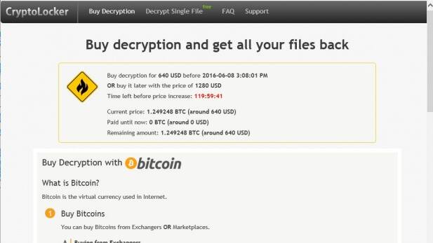 A ransom screen seen by those who download the infected .zip file. Photo: Supplied