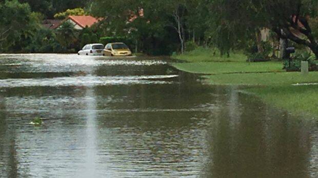 Cars are caught up in the floods in Ocean Shores on the NSW North Coast.  Photo: Vicki Takis
