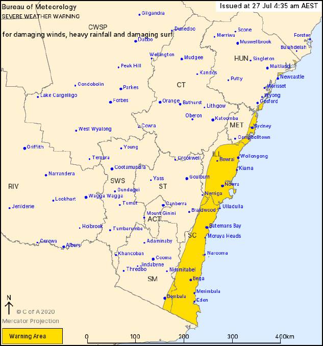 Severe weather warning issued for the Illawarra