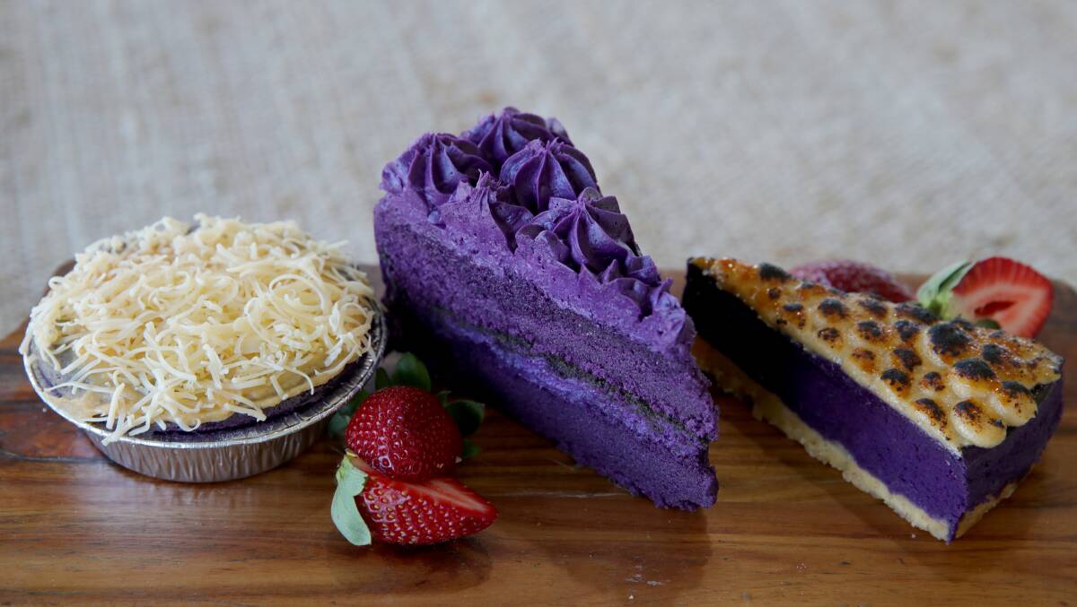 A selection of ube cakes. 