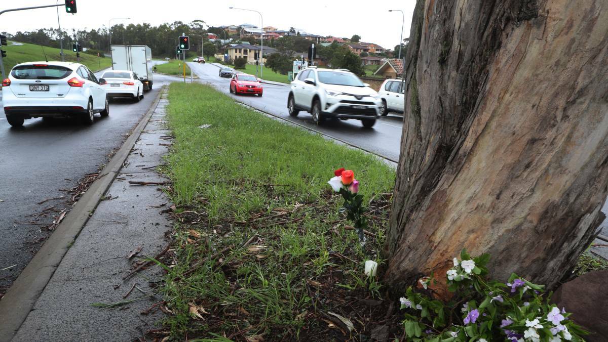  Flowers were laid at the site of the accident on Wattle Road. Picture: Ashleigh Tullis