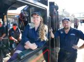 Steam train crew Benjamin Murch, Paul Mitchell, Simone de Beuzeville and Samuel Roach at Wollongong Station. Picture: Adam McLean