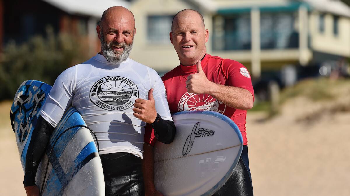 Det Snr Con Jeremy Barnett loves getting into the ocean with his mates from Woonona Boardriders. Picture: Supplied