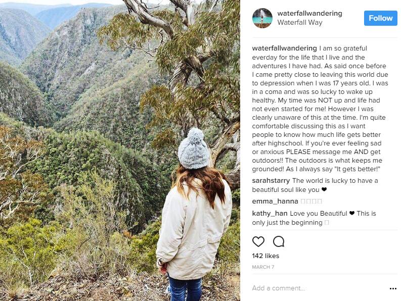 Madeline's post on her Waterfall Wandering page.