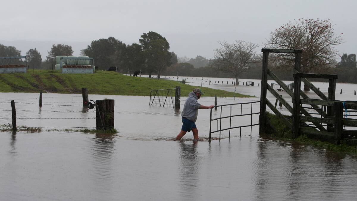 Chris Coulthart at his flooded Terara property. 