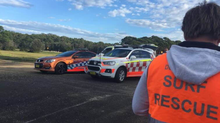 Emergency services at the scene in Moruya after Canberra teenager Georgia Vizovitis drowned in March last year.

