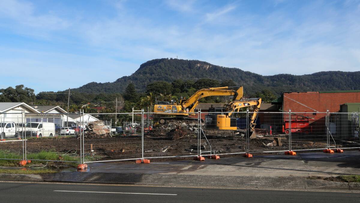 Changes: Demolition work on the Princes Highway at Fairy Meadow is in preparation for something tasty coming. Picture: Sylvia Liber