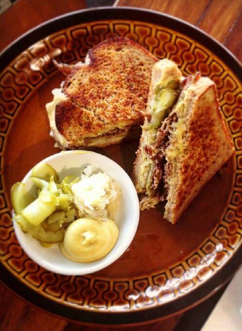 Crowd pleaser: The pastrami, pickle and sauerkraut in the popular Reuben sandwich were all made on-site at Sandygoodwich.