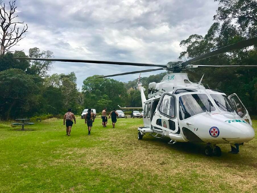 A rescue ambulance lands at Macquarie Pass National Park. Photo: Instagram