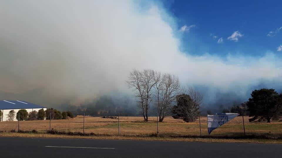 A hill behind Cobargo on fire. Photo: Vicky Hoyer