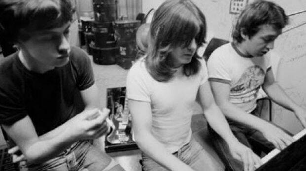 AC/DC producer George Young with brothers Malcolm and Angus. Photo: Facebook / AC/DC
