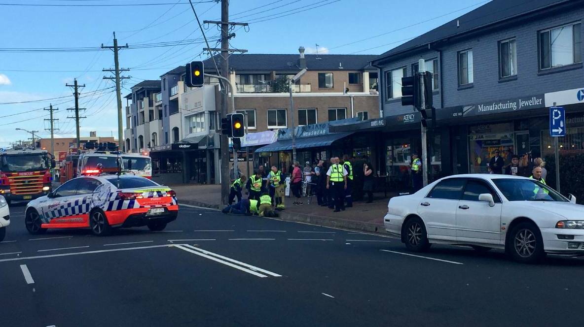 The collision unfolded at a pedestrian crossing on a busy stretch of the Princes Highway flanked by cafes and other businesses, about 2pm. 