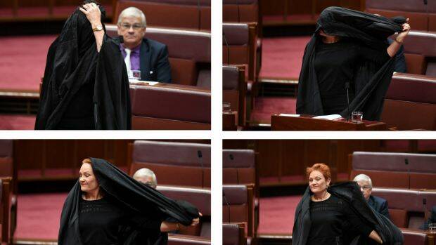 Pauline Hanson's burqa stunt shows she might be good for a laugh, but she's no serious alternative. Photo: AAP
