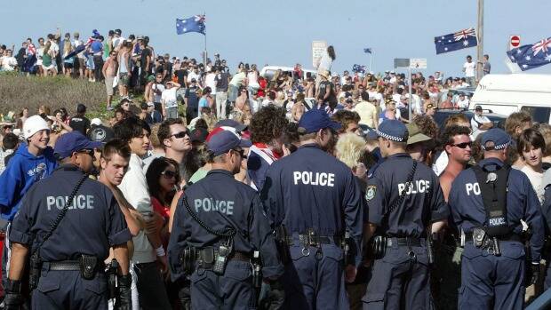 Gangs of Australian youths gathered at North Cronulla Beach in 2005 to "take back the beach". Photo: Robert Pearce