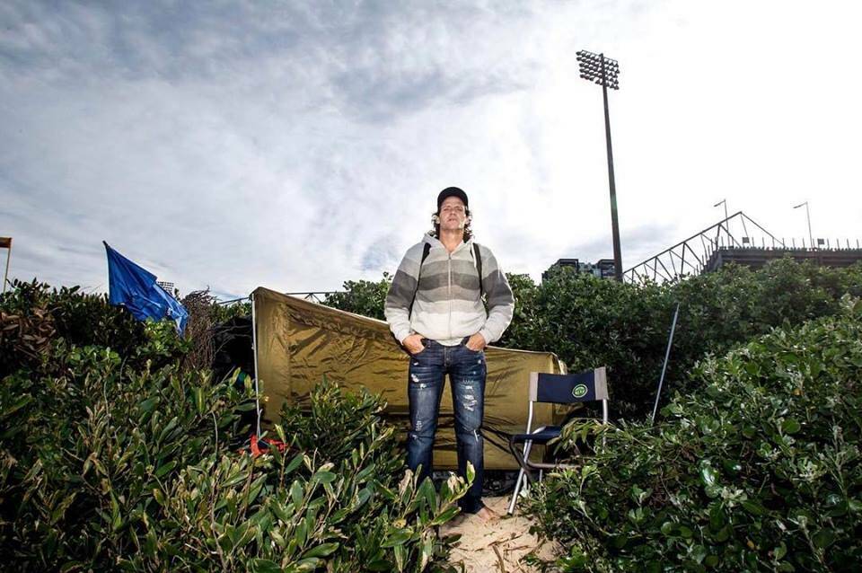 Glenn Lillico, who turns 40 this year, is living in a tent on City Beach. Photo: Georgia Matts
