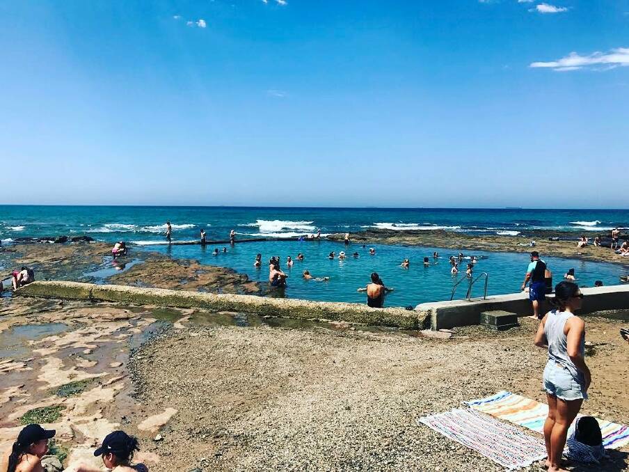 The rock pool at North Wollongong Beach on Saturday. Instagram photo: kirksmithcomedy