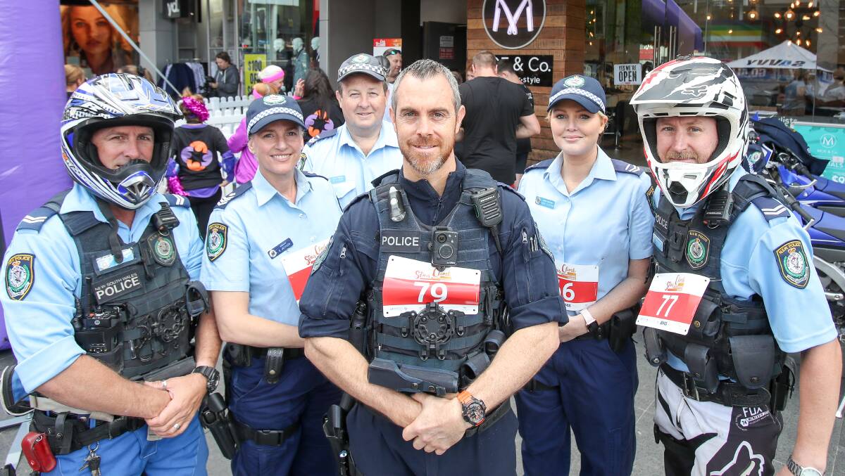 Senior Constable Dyson (left to right), Sergeant Jackson, Snr Constable Godden, Constable Woodstone, Snr Constable Keating and Snr Constable Smith before the challenge. Picture: Adam McLean