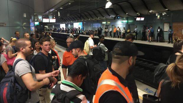 Mascot train station was packed with commuters during peak hour. Photo: Seven News
