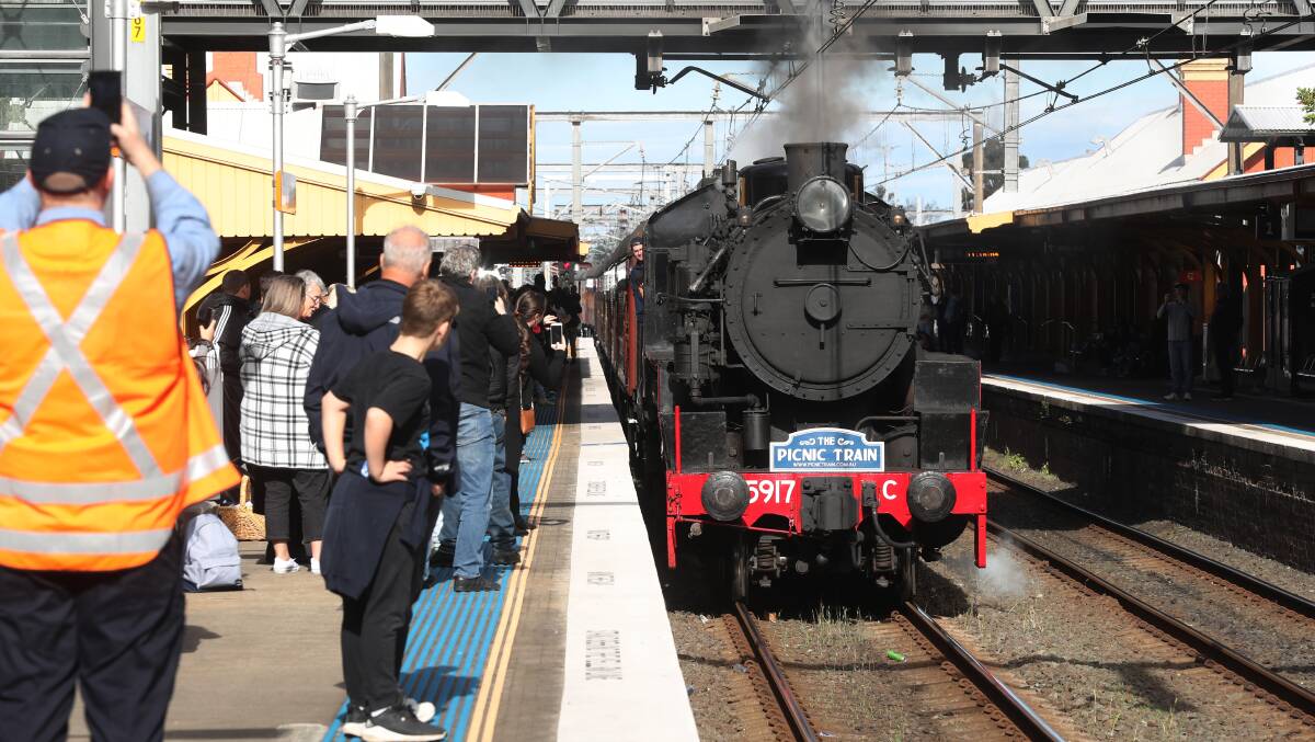 The steam train arrives at Wollongong Railway Station last June long weekend. Photo: Robert Peet
