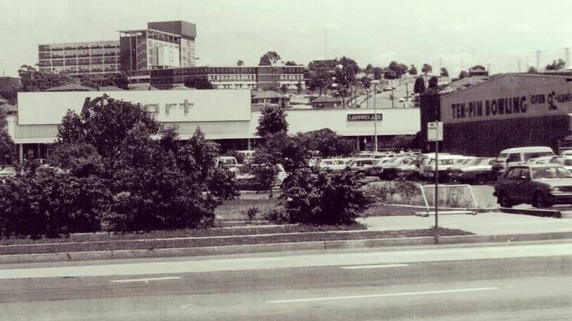 Before there was Bunnings: Warrawong Bowl, Kmart and Port Kembla Hospital in the early 1980s (Wollongong City Libraries) 