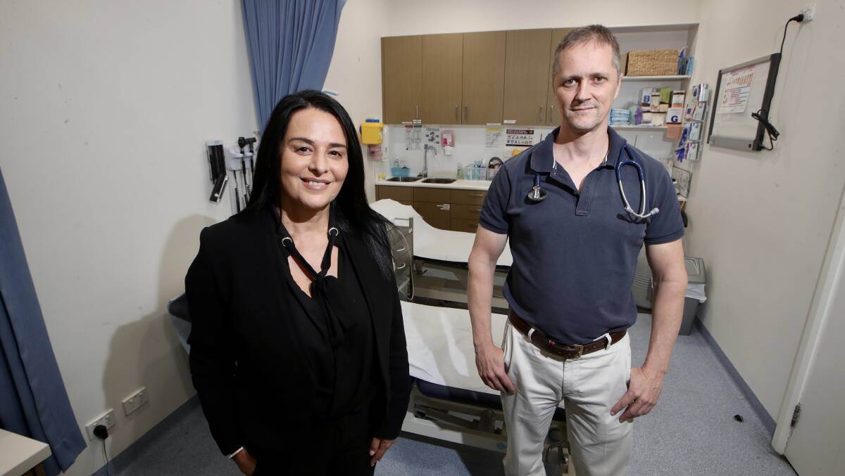 Practice manager Mary Shalala and Dr Stefan Eriksson at Crown Medical Figtree, which will hold vaccine clinics for regular patients who are eligible.