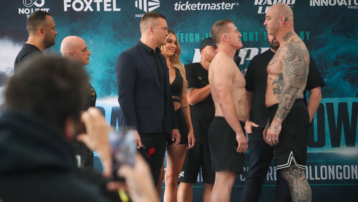 Browne weighed in at 117.08kg and Gallen at 102.2kg. Photo: Adam McLean