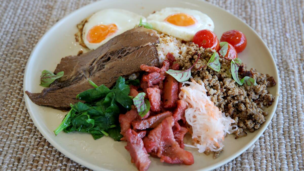 The Big Busog Platter: beef brisket tapa, pork tocino and crumbed longganisa.