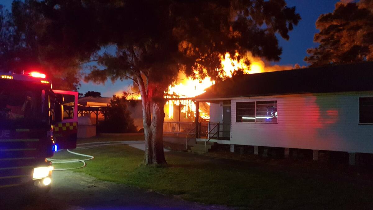 Corrimal High on fire early on Saturday morning. Photo: Top Notch Video