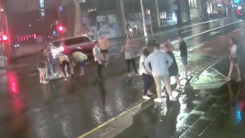 Violent crime: The alcohol-fuelled melee happened just before midnight at one of Wollongong's busiest intersections.