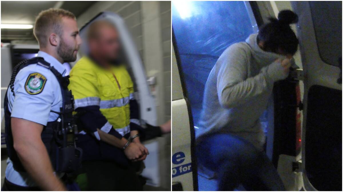 Ryan Sharp and Deanna Struber are taken into police custody. Photos: NSW Police