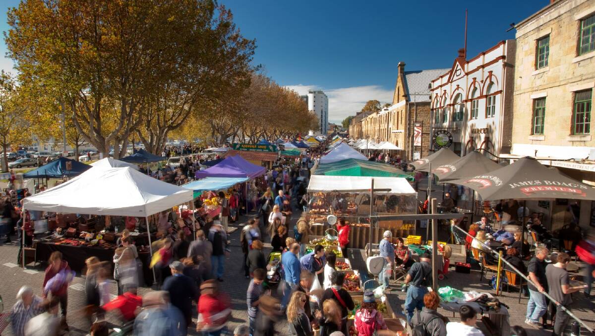 The vibrant markets at Salamanca Place in Hobart.