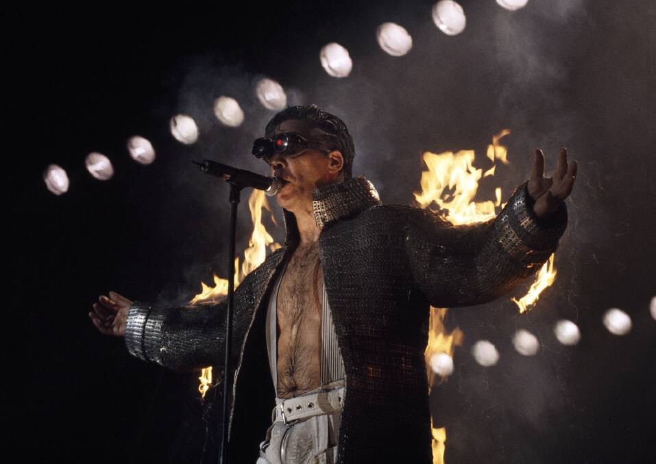 Performers like Till Lindemann from Rammstein who do eye-catching things make a rock and roll photographer's job much easier. Picture: Tony Mott