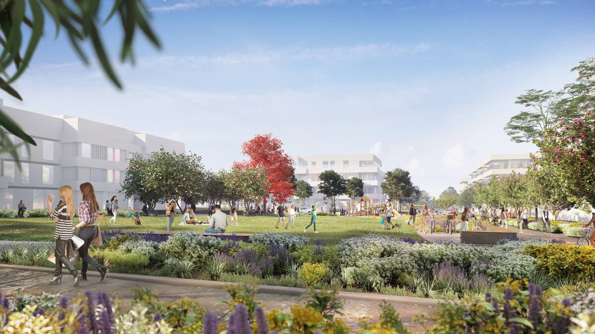 An artist's impression of the central park in the proposed redevelopment.