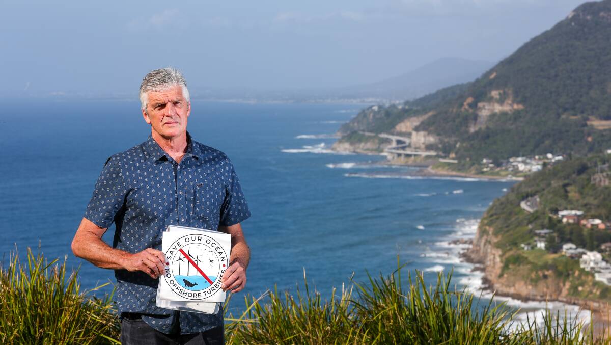 Grant Drinkwater, who helps run the Facebook page Coalition against offshore wind community forum (CAOW), pictured at Bald Hill. Picture by Adam McLean