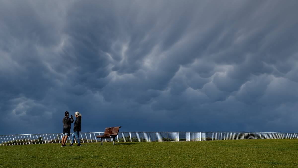 Mammatus clouds over Flagstaff Hill on Friday afternoon. Photos: Adam McLean