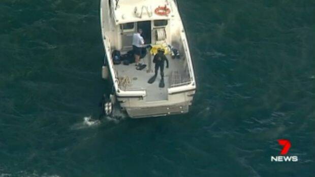 Police divers at the scene of the plane crash.  Photo: SEVEN NEWS
