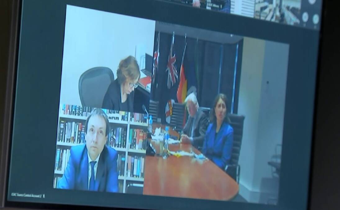 PRIVATE: ICAC is shown a video on Monday of then NSW Premier Gladys Berejiklian appearing at a private hearing last month.